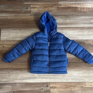 Kids Blue Hooded Puffer Jacket